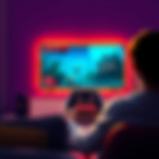 First Time Playing Control Person sitting in front of a TV screen, excitedly playing Control on a video game console, with a game controller in hand.