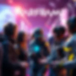 Group of gamers discussing their first Warframe choices at a gaming event