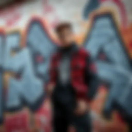 A stylish person in urban attire stands confidently against a graffiti wall, embodying the new image of the Maelstrom gang.
