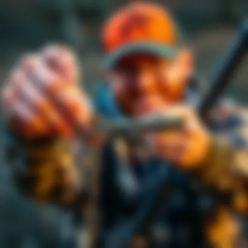 A proud first-time hunter holding a key received after their first successful bird shot, showcasing their excitement