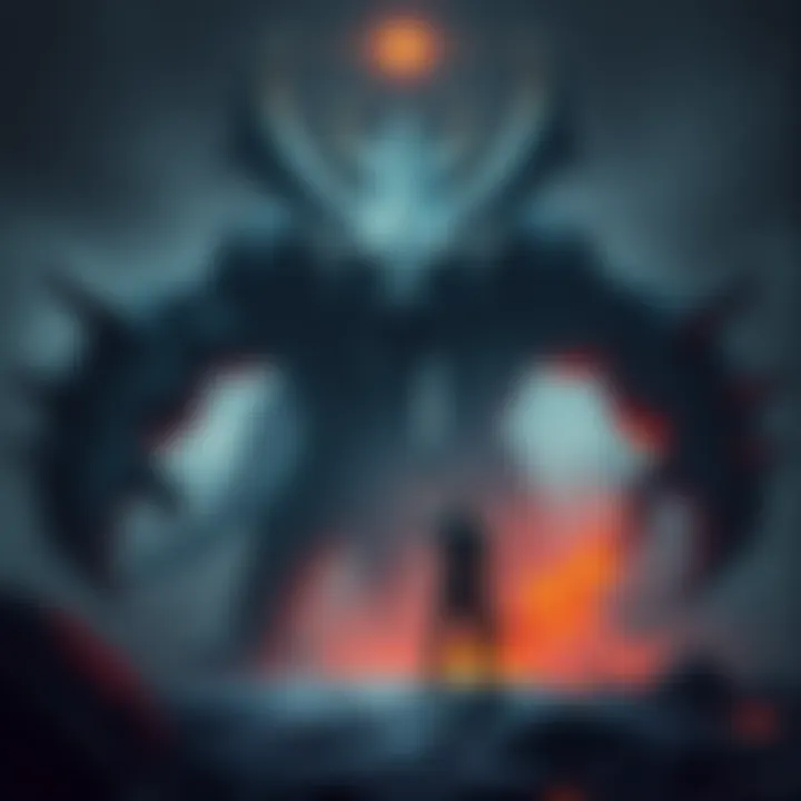 First Gaming Monster Encounter A player faces a large, fearsome monster in a dark fantasy setting, ready for battle with a sword raised high.