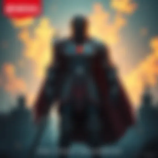 A strong guardian figure stands confidently, radiating strength and wisdom, symbolizing protection for the community.