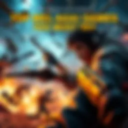 A character in a first person view engaging in intense melee combat with weapons, surrounded by a chaotic environment