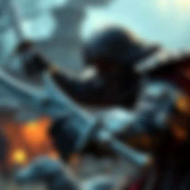 A player engaged in intense first-person melee combat, demonstrating skill with a sword in a richly detailed fantasy environment.