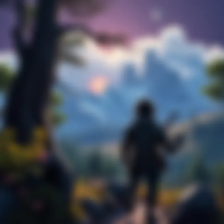 A character exploring a fantasy world in a first-person RPG, showing lush environments and detailed scenery.