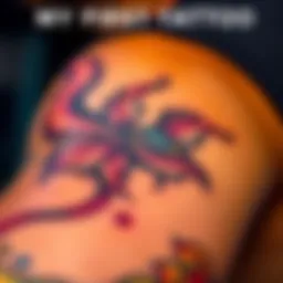 A close-up of a person's arm showing a fresh tattoo design with vibrant colors and intricate details.
