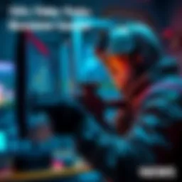 First-Time Extraction Shooter Gamer A new player in tactical gear, focused on a virtual screen, practicing in an extraction shooter game environment.