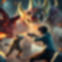 A new player struggles to defeat a large, intimidating game boss while shooting at it, showing a mix of concentration and frustration