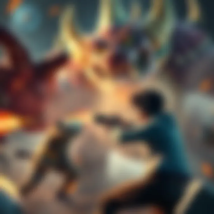 A new player struggles to defeat a large, intimidating game boss while shooting at it, showing a mix of concentration and frustration