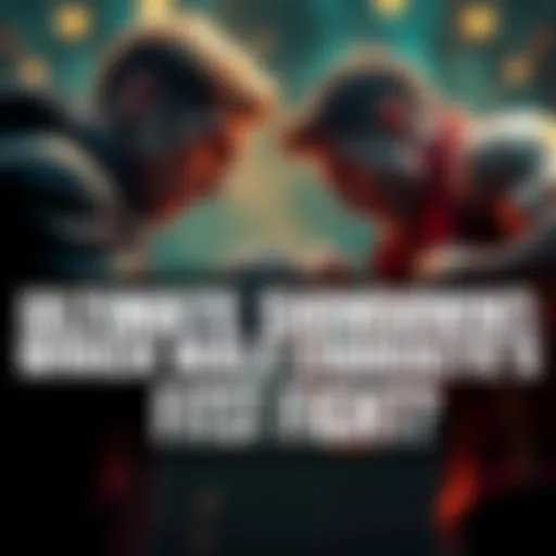 Popular male characters preparing for a fist fight, showing their strength and determination