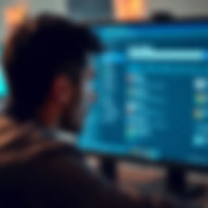 A person frustrated with slow web browsing while using Windows 11, looking at a computer screen displaying browser tabs and settings.