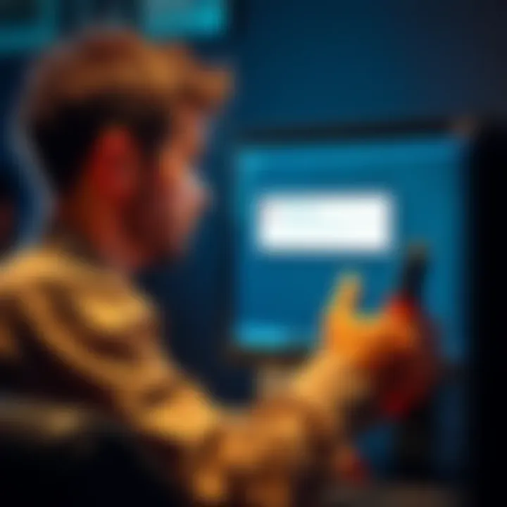 A person checking a computer screen with installation error message, looking concerned and holding tools, ready to fix the problem.