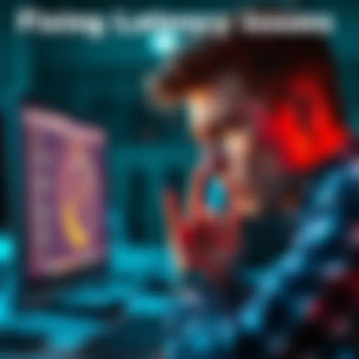 Fixing Latency Issues A frustrated person looking at a slow-loading computer screen, symbolizing latency problems.