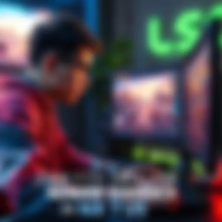 A gamer adjusting settings on a computer to improve video game visuals and render distance