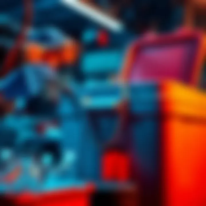 Person fixing a cooler A person inspecting and repairing a cooler with tools in hand.