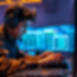 A gamer adjusting their keyboard settings during a gaming finals to fix input delay issues