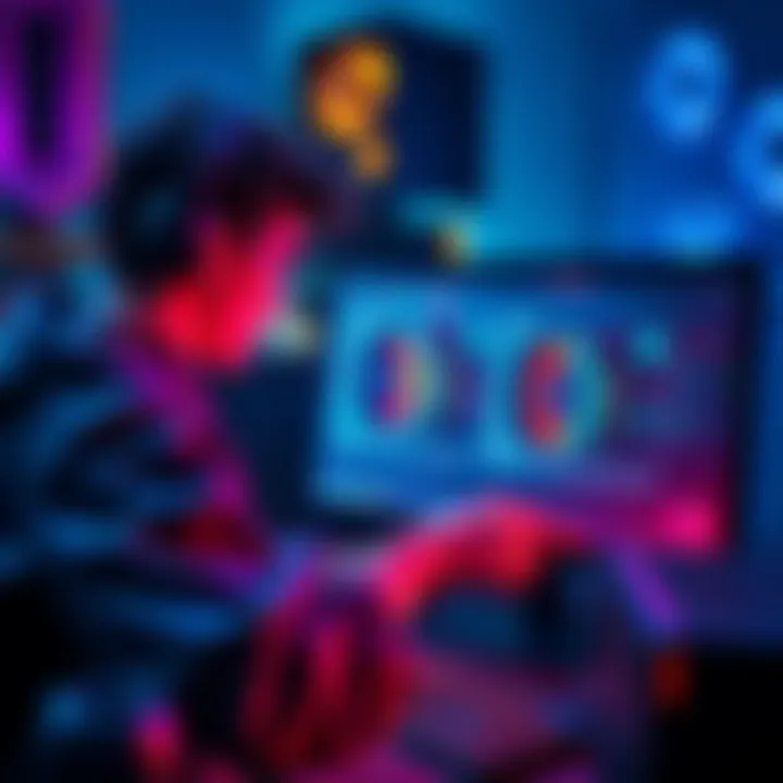 A gamer adjusting PC settings on a monitor to fix stuttering issues while gaming