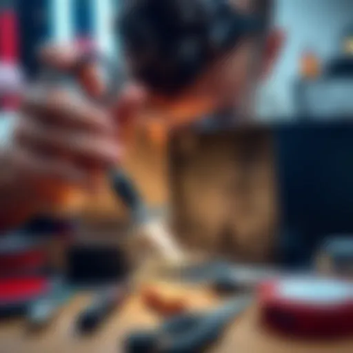 Fixing a PS5 HDMI Port A person examining a PlayStation 5 HDMI port with tools and electronic components around