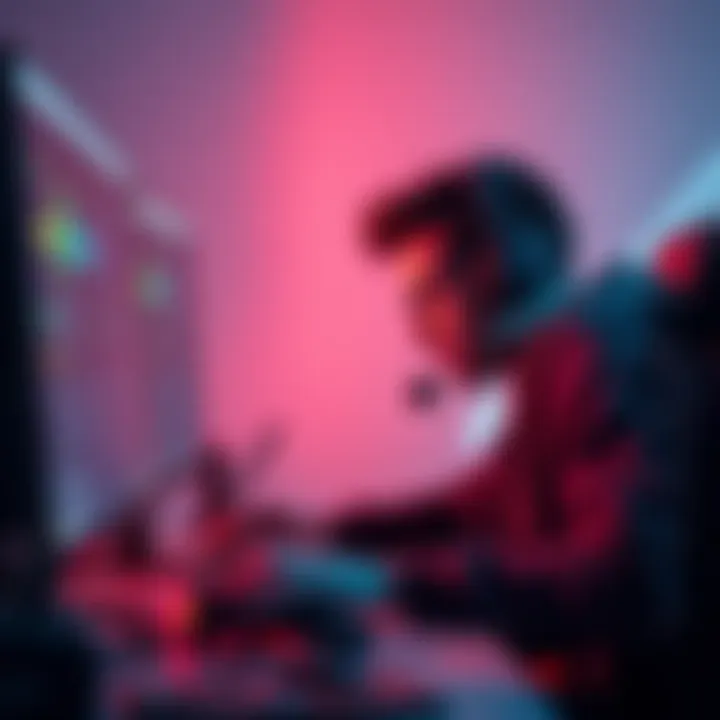 Fixing visual glitches in gaming A gamer adjusting settings on a computer to fix glitches in shadows and faces