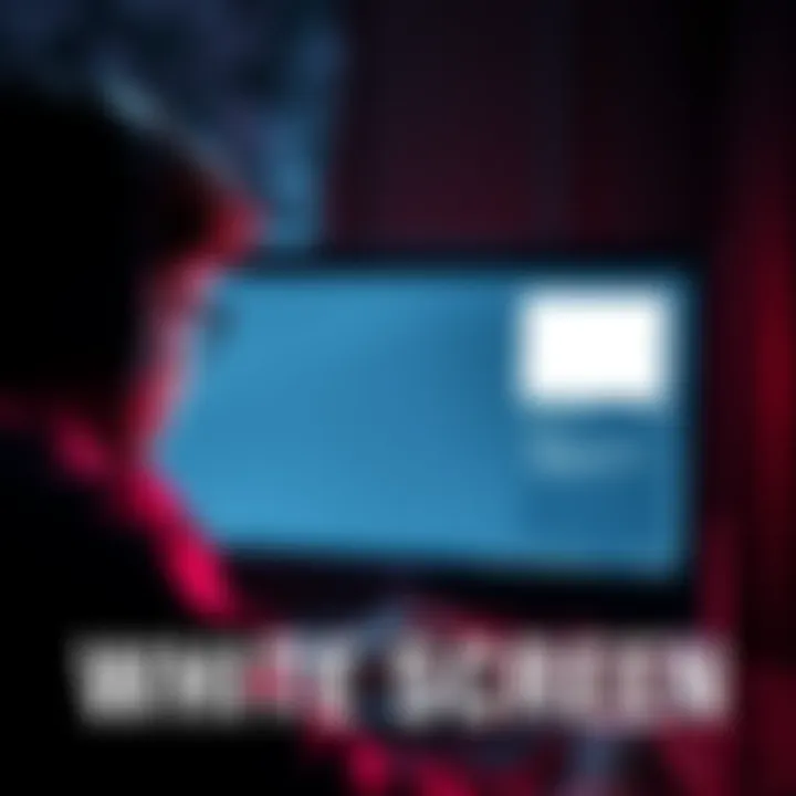 A gamer looking at a PC screen showing a white screen error in DS2 Deathfinitive Edition