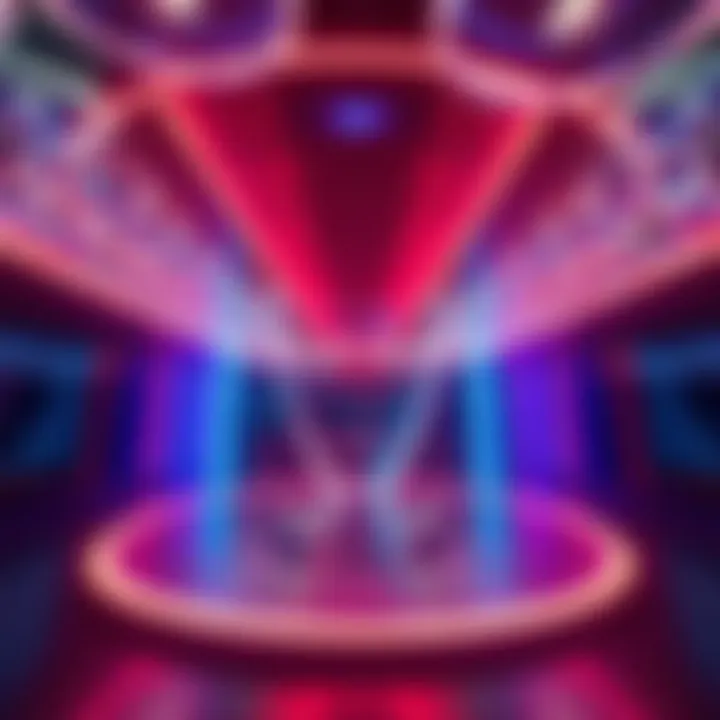 A display of FKLR's halo design featuring acrylic discs and LED strips creating a bright effect