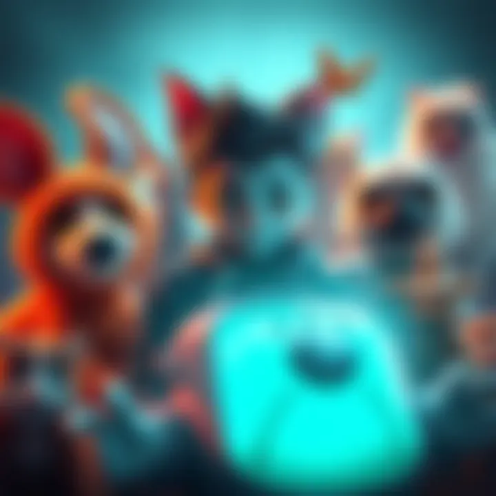 Fl4k character surrounded by different pets, showcasing their unique features and designs