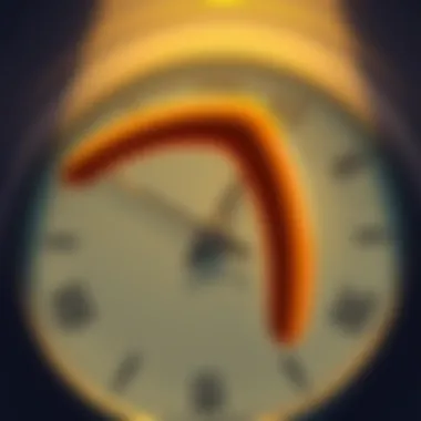 Flaccid Boomerang Technique Illustration An illustration showing a flaccid boomerang hovering in the air with a clock in the background indicating 1800 hours, symbolizing the technique's significance.