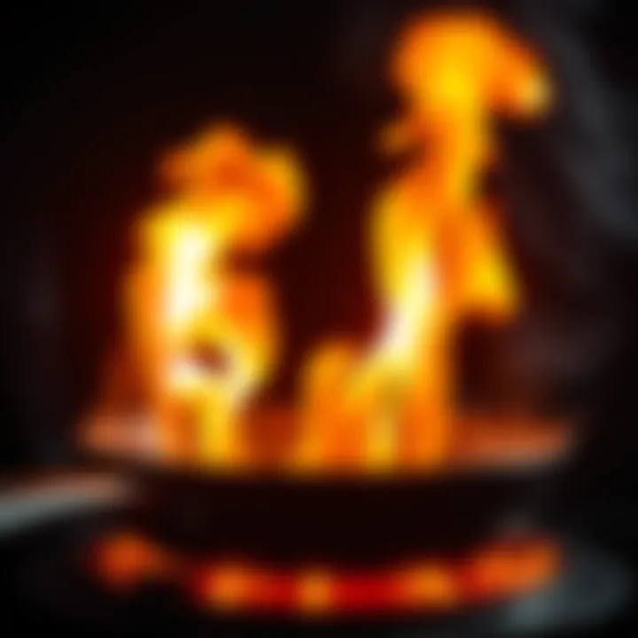 Flames Forming 666 Flames in a frying pan forming the number 666 while cooking