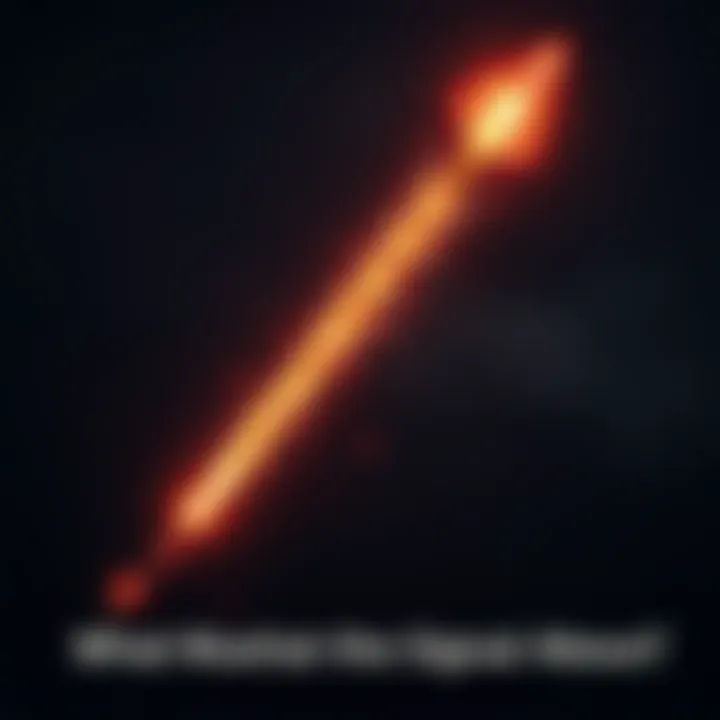 A flaming arrow firework lights up the dark sky, leaving a bright trail as it shoots upwards, symbolizing celebration or a signal.