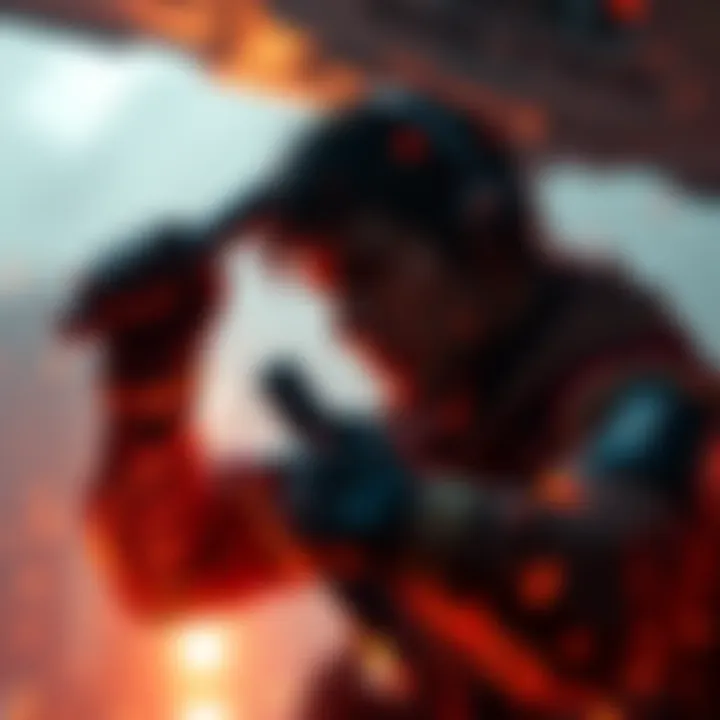 A character experiencing a stabbing incident in a dramatic flashback scene, captured as they are being airlifted away from danger.