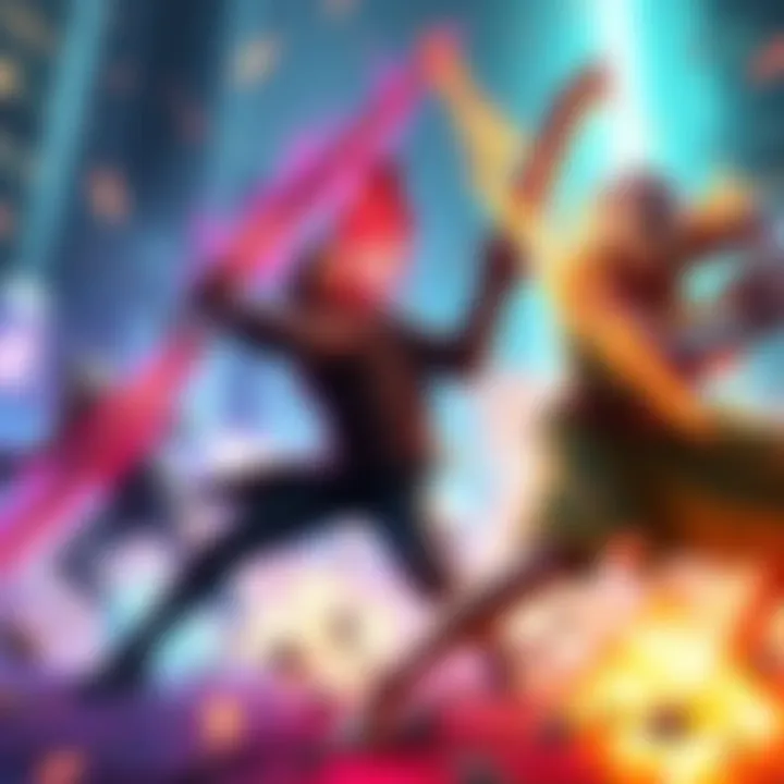 Dynamic battle scene showcasing flashy combat with vibrant effects in a hack and slash game