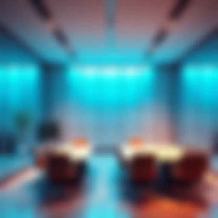 Flexible Meeting Space with Moving Panels Interior of a research facility showing moving wall panels being used to create a flexible meeting area