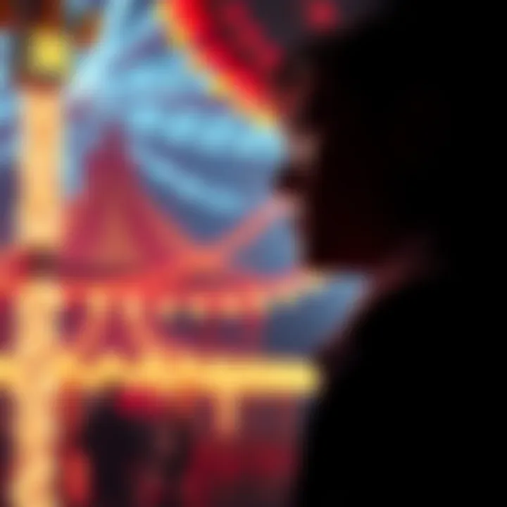 A person gazes at flickering lights in a dark carnival, pondering their possible meanings.