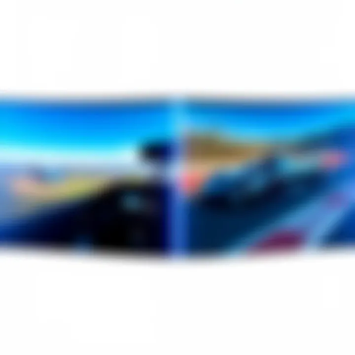 A split-screen view showing Microsoft Flight Simulator VR on one side with a detailed cockpit and scenic landscape, and Gran Turismo VR on the other featuring a sleek racing car on a track.