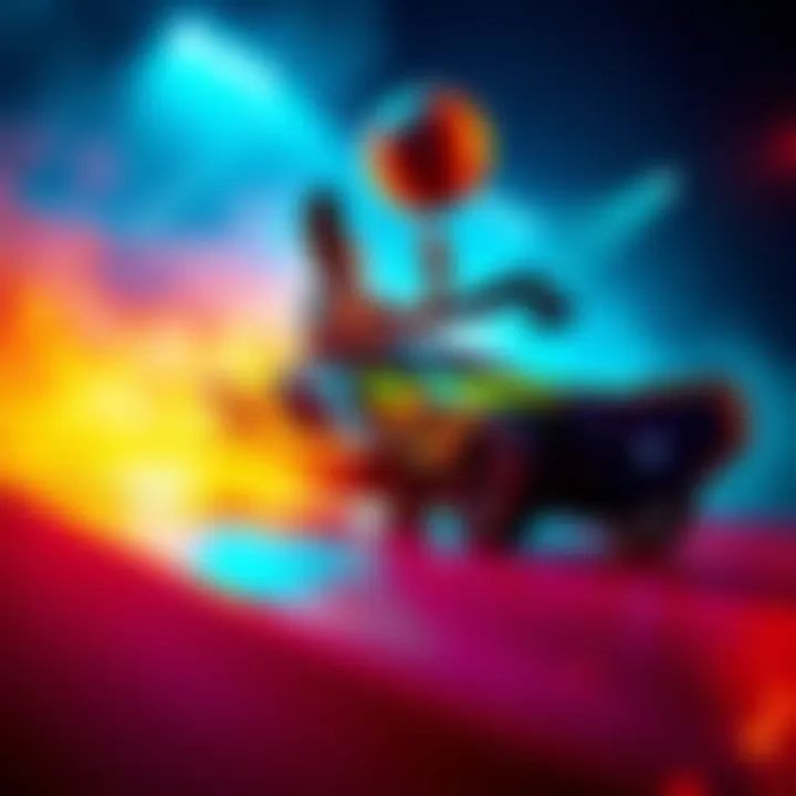 Player practicing flip reset A player in a vibrant car is attempting a flip reset on a ball during a training session