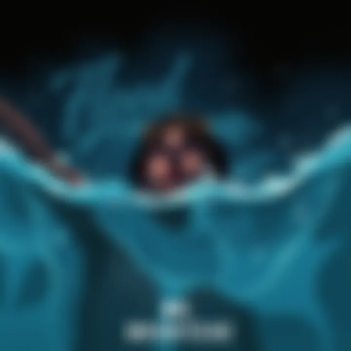 A dark and moody illustration depicting a person overwhelmed by water, representing feelings of paranoia and loss inspired by the Flood. The lyrics of Mr. Brightside can be seen in the background.
