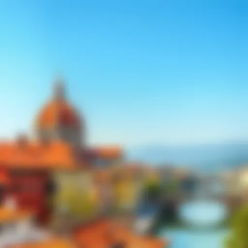 A breathtaking view of Florence, showing the iconic Duomo and the Arno River under a clear blue sky.
