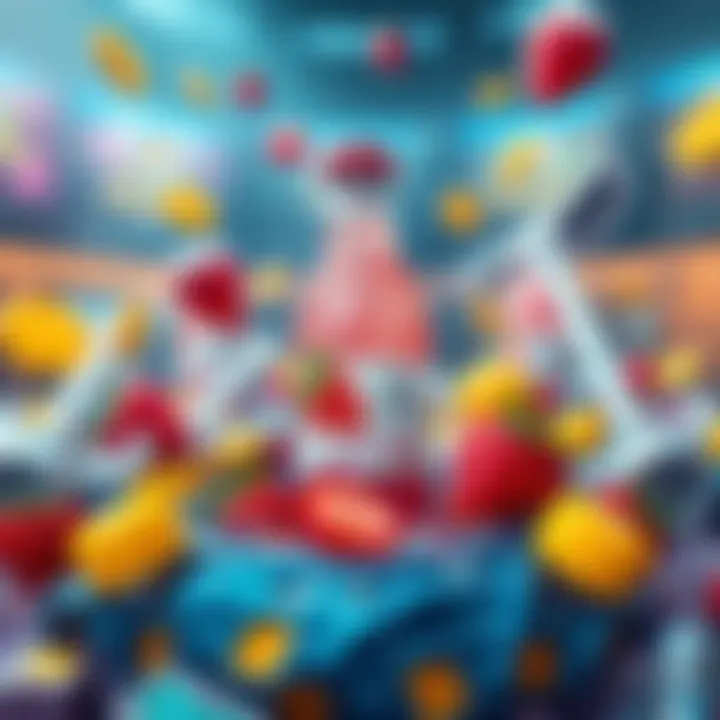 A colorful beverage called Flowberry Fizz showcased in a video game loot pool, surrounded by game items and currency