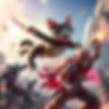 A whimsical flying cat character soaring above competitive game characters like Genji and Tracer, showcasing unique abilities and mobility.