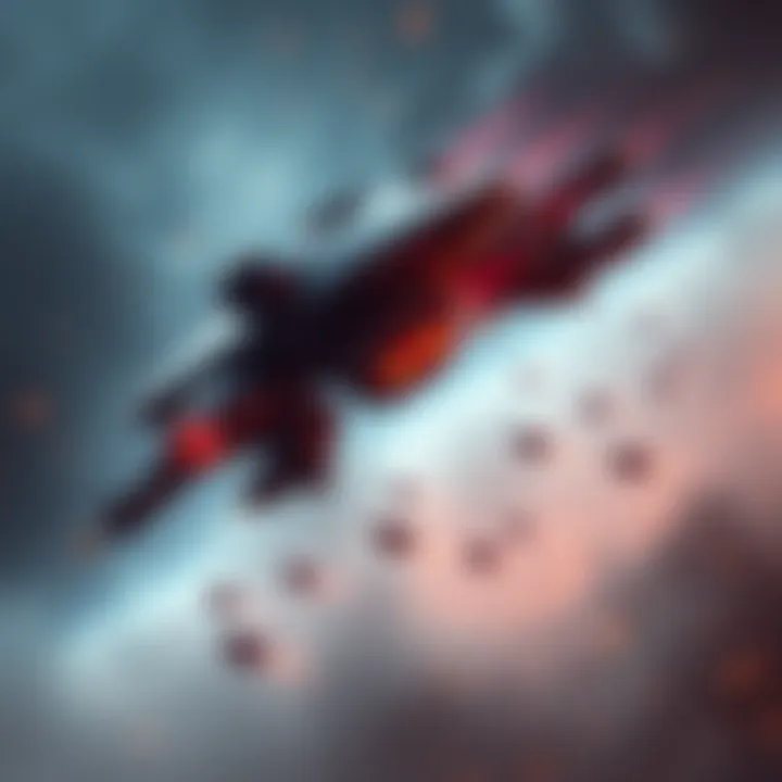 A flying ARC unit equipped with machine guns and missiles, hovering above the battlefield while smaller decoy units swarm around it.