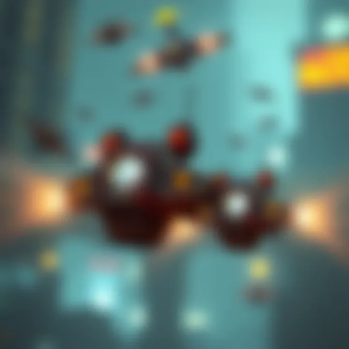 A screenshot showing flying turrets in Bioshock 1 being hacked during a chase scene