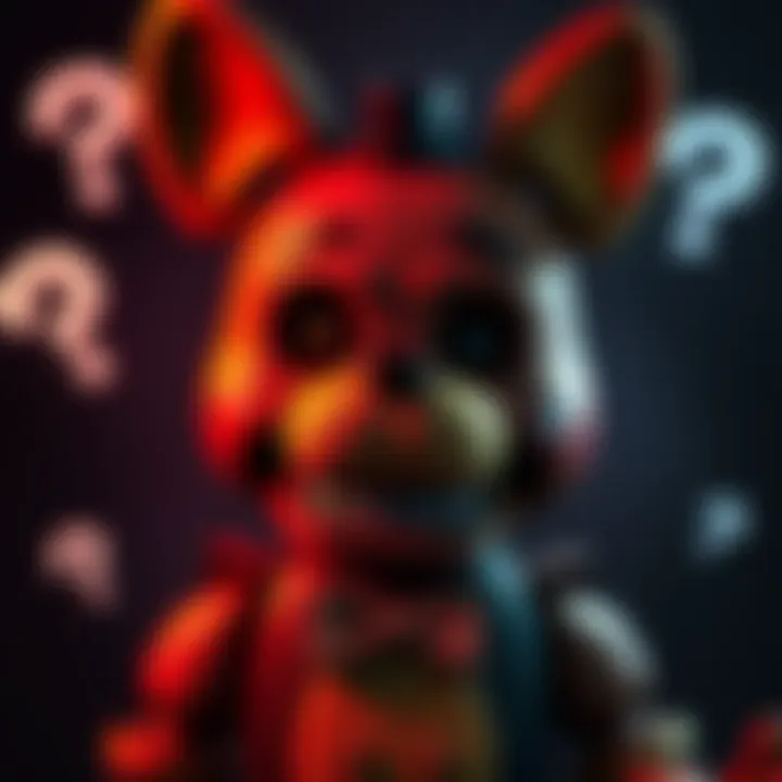 A visual representation of a character from Five Nights at Freddy's, missing in a Dead by Daylight collaboration, with question marks around.