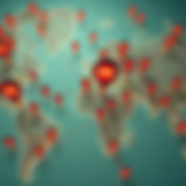 Map showing endless FND conveys A detailed map featuring multiple markers representing FND conveys, illustrating their possible infinite appearances.