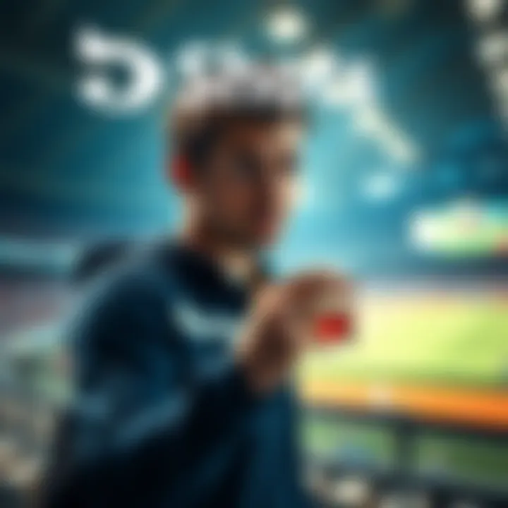 Focused Athlete Taking Three Shots An athlete prepares to take three shots, showing concentration and determination, with a blurred background of a sports venue.