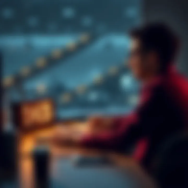 Person focused on a challenge A determined individual sitting at a desk, working hard on a task with a timer showing four hours, reflecting dedication and time management
