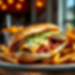 Homemade Follie Cheesesteak A delicious Follie Cheesesteak sandwich with melted cheese and toppings on a toasted roll, served with fries