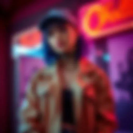 Follie Showing Off Her Style Follie poses confidently without her tattoo ink, highlighting her unique fashion sense and cool vibe.