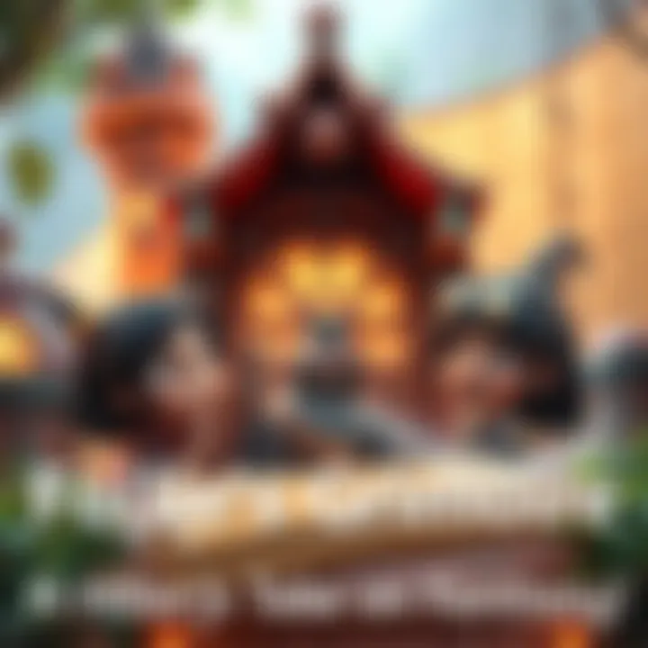 Follie's Grimoire Animation Scene Characters in a whimsical fantasy setting engaging in humorous antics, showcasing playful interactions and exaggerated emotions.