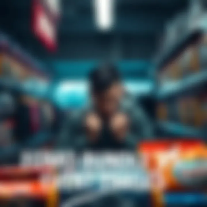 A frustrated player looking at FOMO bundles in a game store, expressing disappointment over high prices and lack of event passes.