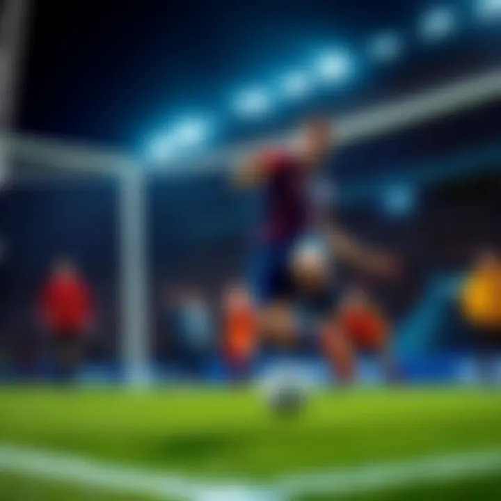 A football player accidentally kicks the ball into his own net during a match, with shocked fans in the background.